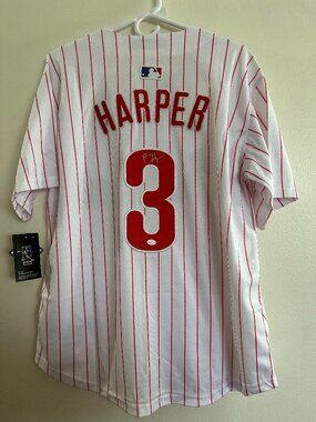 BRYCE HARPER SIGNED PHILADELPHIA PHILLIES AUTOGRAPHED NIKE JERSEY W/COA Large 1